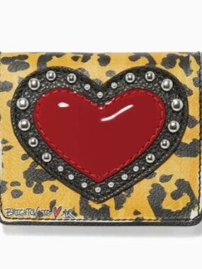Brighton California Dreaming Small Wallet NWT Red Heart Leopard